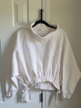 Daily Practice Cropped Cream Tie-Hem Sweatshirt - Women Tops